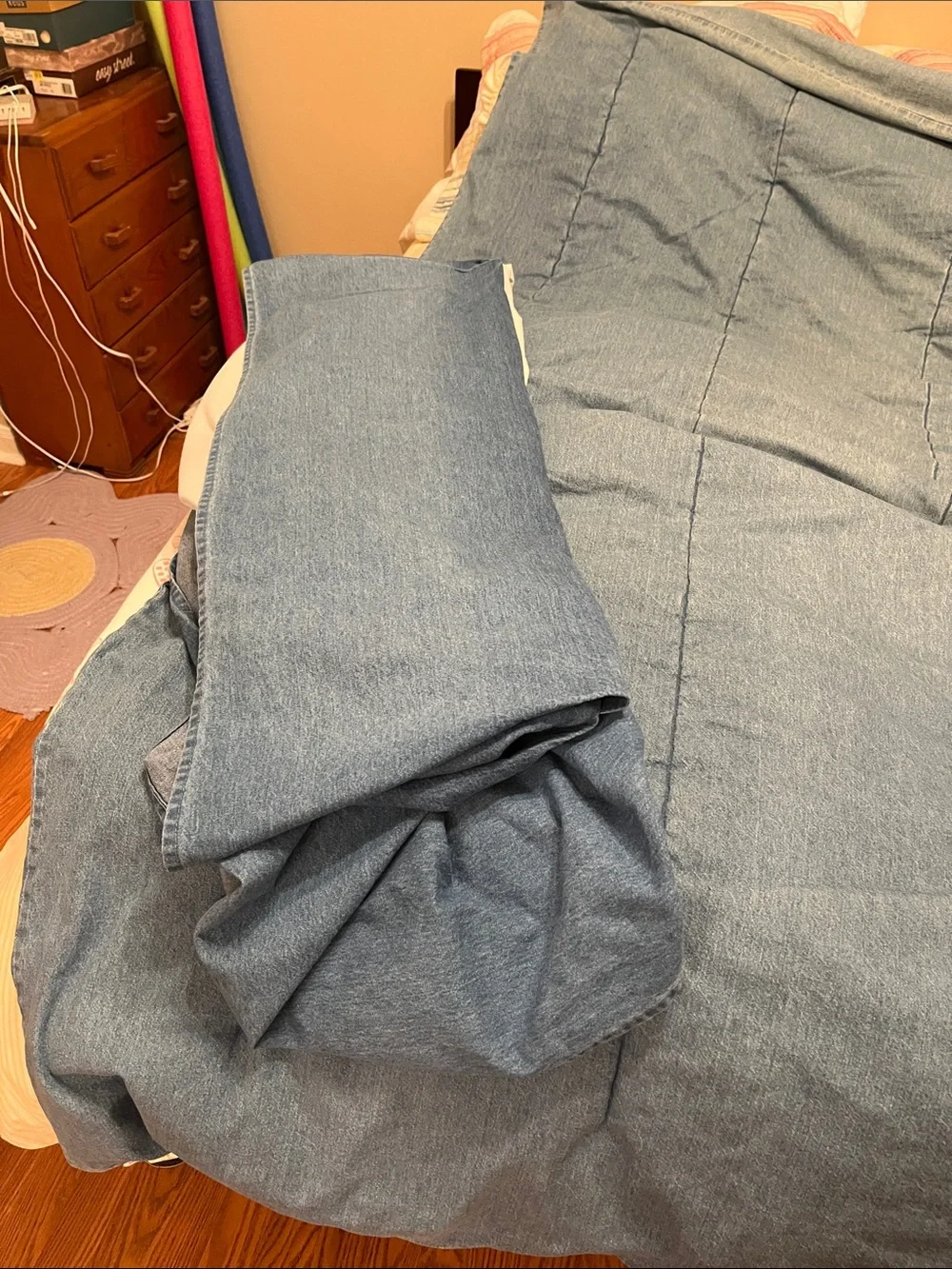 Blue Quilted Comforter - Classic Denim Look